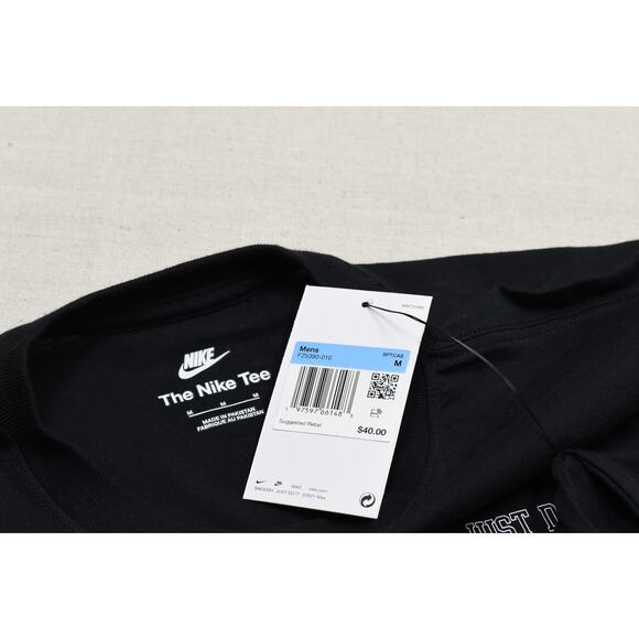 NEW Nike Men's Regular Size M Just Do It Long Sleeve Black Tee Long Sleeve - Picture 3 of 8